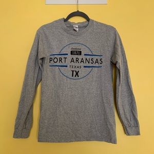 Port Aransas TX Grey Cotton Long Sleeve